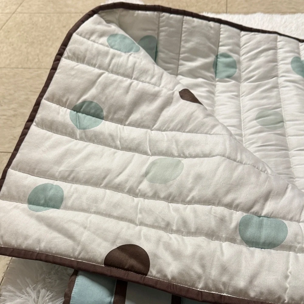 Restoration Hardware Aqua and Brown Striped Throw